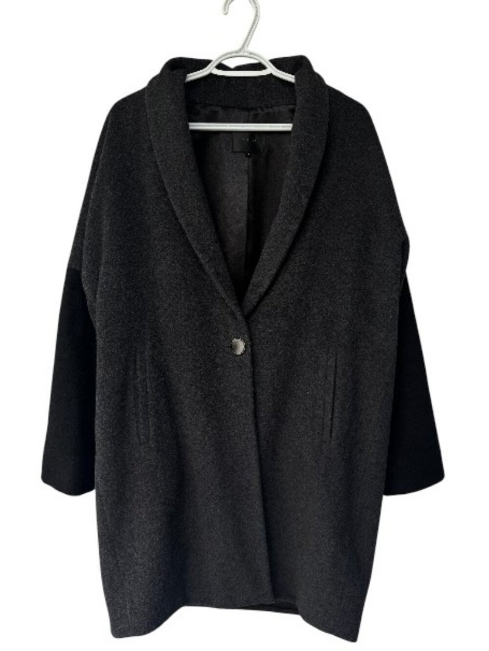 Tobias long oversized wool blend coat black women's size M